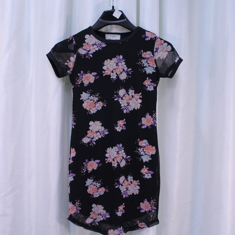 Elegant Floral Kids Dress in Black and Pink